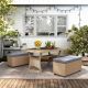 MUSE & LOUNGE Dasan Natural 3-Piece Wicker Outdoor Dining Set with Gray Cushions ML3MA12-16
