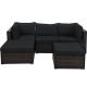 Gymax 5-Pieces Rattan Patio Conversation Set Outdoor Furniture Set with Black Cushions GYM09769