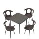 Mondawe Brown 5-Piece Plastic Patio Outdoor Dining Set with Square Aluminium Table and 4 Cowhorn Chairs for Yard, Gazebo LY4867-MO