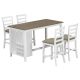 Sudzendf White Wash 5-Piece Rubber Wood Counter Height Outdoor Dining Set with Brown Padded Cushion TOUTD812