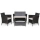Costway 4-pieces Wicker Patio Conversation Set Armrest Sofa Coffee Table with Beige Cushions Shelf Garden QD-706WR