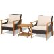 Costway 3PCS Wicker Patio Conversation Set Armchairs with 2-Tier Side Table Balcony and Natural Cushions QD-70818WF