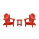 Trex Outdoor Furniture Monterey Bay 3-Piece Plastic Patio Conversation Set in Sunset Red Folding Adirondack TXS2003-1-SR