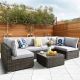 Toject Maire Gray 7-Piece Wicker Outdoor Patio Conversation Sofa Seating Set with Light Gray Cushions THOP4007