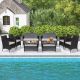 Gymax 8-Piece Outdoor Sofa Set Patio Rattan Wicker Conversation Set w/Coffee Table GYM11707