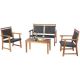 Clihome 4-Piece Wicker Patio Conversation Set Outdoor Rattan Furniture Sofa Set with Acacia Wood Frame CL-67677