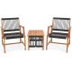 Costway 3-Piece Acacia Wood Patio Conversation Set Outdoor Furniture Bistro Set All-Weather Rope Woven QD-70891