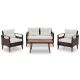 Sudzendf Brown 4-Piece Wicker Patio Conversation Set with Beige Cushions TOUTD1090