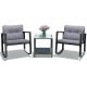 ANGELES HOME 3-Piece Rattan Patio Conversation Set with Rocking Chair, Glass Table Top and Gray Cushions SA62-9HW861GR