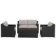 ChillPavilion 4-Piece Wicker Patio Conversation Set with Gray Cushions CP-SF4-ZG-HD5