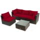 Clihome 5-Piece Wicker Patio Conversation Set Rattan Furniture Set with Red Cushions and Glass Table CL-ARE+-68691