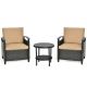 ANGELES HOME 3 Pieces Wicker Rattan Patio Conversation Set with Brown Cushions, Coffee Table with Storage Shelf SA64-9HW401