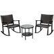ANGELES HOME 3-Piece Wicker Rattan Patio Conversation Set with Coffee Table and Rocking Chairs SA64-9HW400