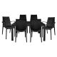 Leisuremod Kent 7-Pcs Patio Dining Set with Plastic Dining Side Chairs and Arm Chairs and Rectangular Dining Table (Black) MT55KC194A2BL