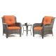 JOYSIDE 3-Piece Wicker Patio Outdoor Lounge Chair Set with Orange Cushions and Side Table M08M73-ORG-THD