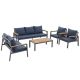 Freestyle 5-Piece Aluminum Outdoor Patio Conversation Set with Navy Blue Cushions HD-AU60-BU