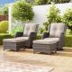 JOYSIDE 4-Piece Wicker Patio Outdoor Conversation Rocking Chair Set with Beige Cushions M80x2M74-BGE-HD