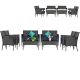 Costway 8-Piece PE Rattan Patio Conversation Wicker Furniture Set Coffee Table w/Off White & Navy Cover Cushions 2*QD-653Z1IT-NY