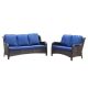XIZZI Vincent 2-Piece Wicker Outdoor Patio Conversation Seating Sofa Set with Navy Blue Cushions NTC700-B6