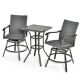 Costway 3-Piece Wicker Patio Conversation Set Rattan Bar Table Stools Set Aluminum 360° Swivel Chairs with Padded Seat GHMHSKU00025