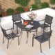 PHI VILLA Black 5-Piece Metal Patio Outdoor Dining Sets with Round Table and Dining Chairs THD5-409N135