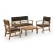 GREEMOTION Hana 4-Piece Acacia Wood Small Space Patio Conversation Set With Brown Cushions GHN-3242CS-6QL
