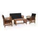 GREEMOTION Kyushu 4-Piece Acacia Wood Small Space Patio Conversation Set With Black Cushions GHN-3244CL-6QD