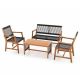 Costway 4-Piece Acacia Wood Patio Conversation Table and Chair Set Hand-Woven Rope Outdoor QD-70892+