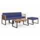 Costway 5-Piece Acacia Wood Patio Conversation Chair Set Chair Set Ottoman and Coffee Table with Navy Cushions QD-70981NY+
