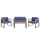 Costway 4-Piece Acacia Wood Patio Conversation Set Chair Table Loveseat Furniture Set Outdoor with Navy Cushions QD-7-10N03NY+