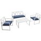 Alpulon 4-Piece Patio Conversation Set with Sturdy Steel Frame and Navy Cushions ZMWV608