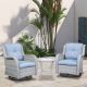 Gymojoy Carolina 3-Pcs Wicker Patio Conversation Set with Baby Blue Cushion PW089-1