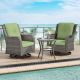 Gardenbee 3-Piece Wicker Swivel Outdoor Rocking Chairs Patio Conversation Set with Green Cushions M01-GRN-HDGB