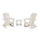 POLYWOOD Nautical Curveback Adirondack Rocking Chair Sand 3-Piece HDPE Plastic Patio Conversation Set PWS2204-1-SA