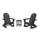 POLYWOOD Vineyard Curveback Adirondack Rocking Chair Black 3-Piece HDPE Plastic Patio Conversation Set PWS2203-1-BL