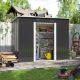 JAXPETY 9.1 ft. W x 4.3 ft. D Outdoor Storage Shed, Metal Garden Tool Sheds with Sliding Door and Vents, Grey(39.13 sq. ft.) HG61R1312-T01