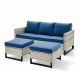 Pocassy White 3-Piece U-shaped Foot Design Wicker Patio Sectional Set with Navy Cushions PJ082-1