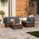 UPHA 5-Piece Brown Wicker Patio Conversation Set Outdoor Sectional Sofa Set with Coffee Table and Dark Gray Cushions TBSF-AB-DGRAY