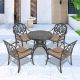 Willit Elizabeth Black 5-Piece Cast Aluminum Outdoor Dining Set with 31.5 in. Round Table and Random Color Seat Cushions 6002CZ4RC&1053