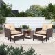 PATIOGUARDER 5-Piece Wicker Lounge Chair Outdoor Rattan Patio Conversation Set with Ottoman and Beige Soft Cushions HDPG23025