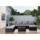 GOOEEN Black 8-Piece Wicker Patio Furniture Sets Patio Conversation Set with Washable Grey Cushions and Storage Table LGHW5008