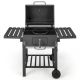 Clihome 24 in. Outdoor BBQ Charcoal Grill in Black with 2 Foldable Side Tables, 8 Hooks and 2 Large Wheels CL-NP11290