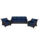 Gardenbee 3-Piece Wicker Outdoor Patio Conversation Set Sectional with Blue Cushions MA01-BLU-13-G