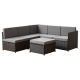 GOOEEN Brown 4-Piece Wicker Patio Furniture Sets Outdoor Sectional Sofa Set with Light Grey Cushions and Table LGHW5002