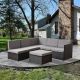 GOOEEN Black 4-Piece Wicker Patio Furniture Sets Outdoor Sectional Sofa Set Sectional with Light Grey Cushions and Table LGHW5001