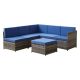 GOOEEN Grey 4-Piece Wicker Patio Furniture Sets Outdoor Sectional Sofa Set Sectional with Blue Cushions and Table LGHW5003