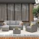 XIZZI Vesta Gray 6-Piece Wicker Outdoor Patio Conversation Sofa Set with Dark Gray Cushions BRS200DG-6