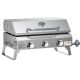 Hitechluxe 24 in. 3-Burner Propane Grill Gas Griddle Flat Top with Cover, Silver THT120-SS