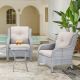 Gymojoy Carolina 3-Piece Light Gray Wicker Patio Conversation Set with Beige Cushions PW07276BG
