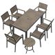 PamaPic 8-Piece Aluminum Black Outdoor Patio Dining Set with Rectangle Table, Small Side Table and 6-Stackable Chairs TB-CZ-8JT-H-WH3